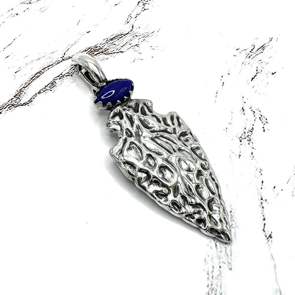 American West Blue Lapis 925 Sterling Silver Arrowhead Enhancer Pendant